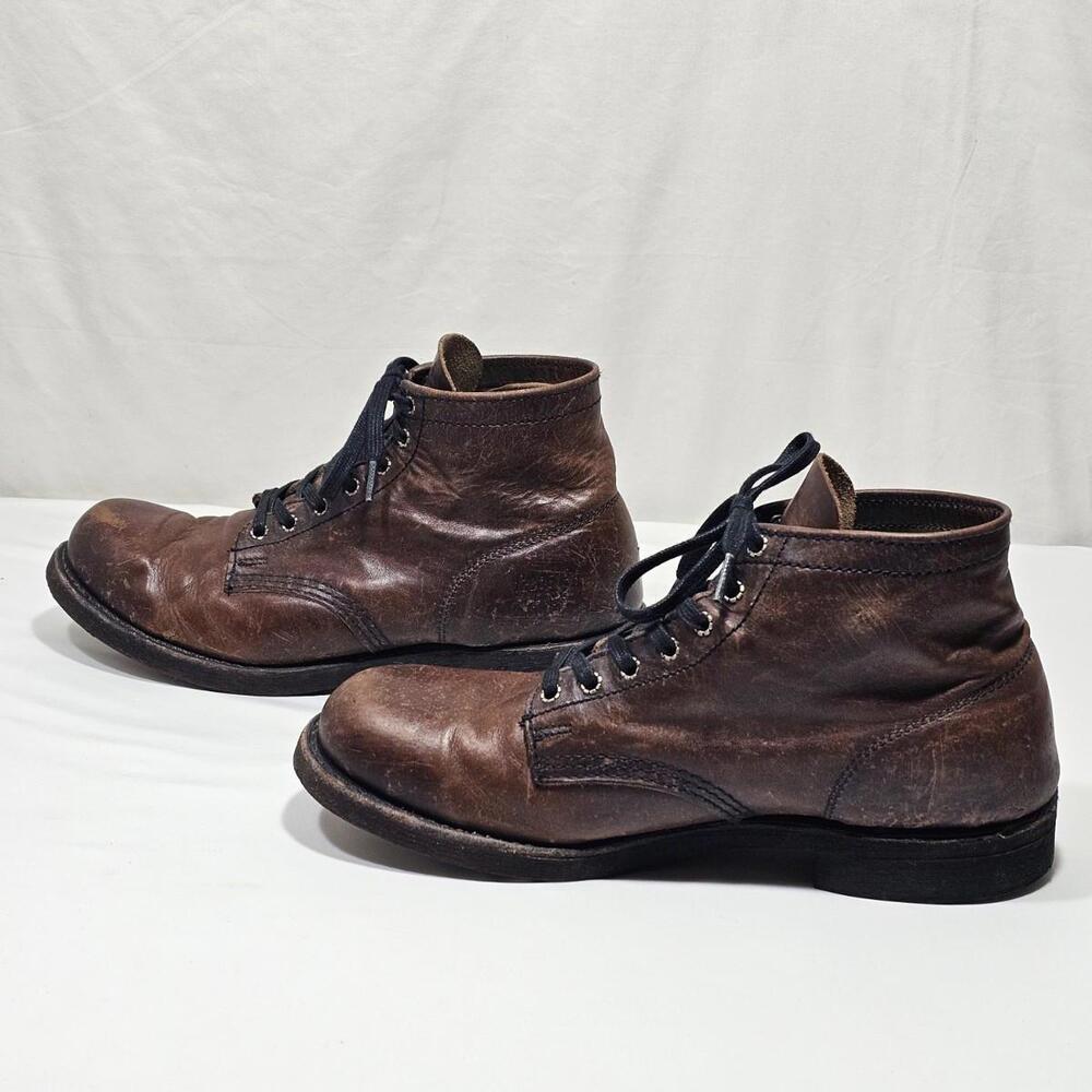 Frye Dark Brown Lace Up Prison Boot Distressed Leather Men’s Size 9.5 (Read) - Picture 7 of 12